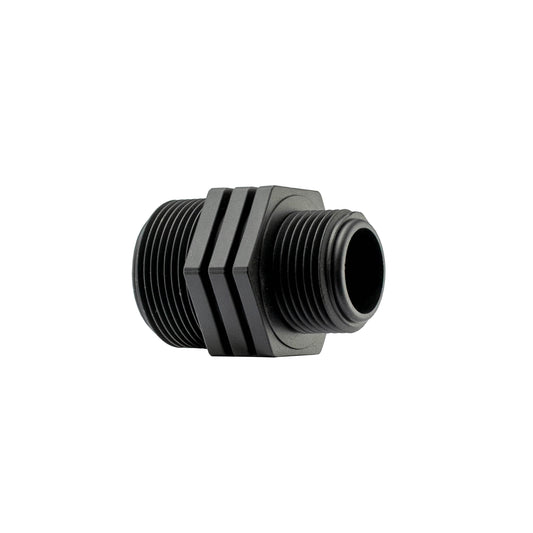 Reducing nipple BSP 1.25" to 1" male, dark metal external threads