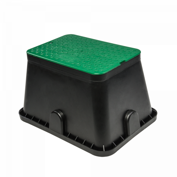 Standard valve box 51x38cm with green textured lid and black base