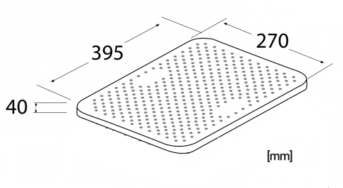 Valve box lid dimensions: 395 x 270 x 40 mm; studded underside view