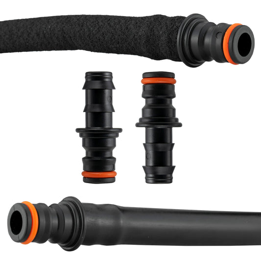 1/2" porous pipe connector, barbed snap-on male fitting with orange sealing ring