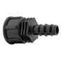 1/2" irrigation pipe joiner with 3/4" BSPF thread, black plastic connector