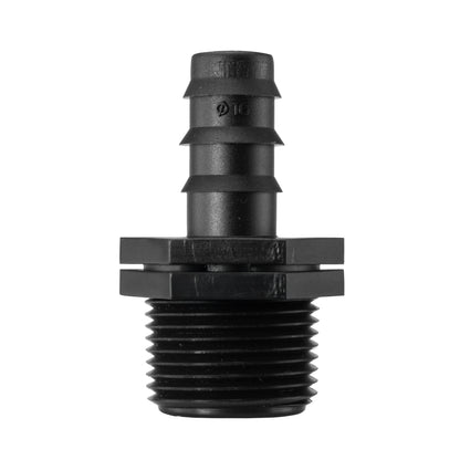 Black IBC valve body with barbed connection and stepped sealing rings