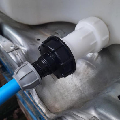 IBC Adapterverlängerung mit 2" S60X6 Anschluss und gerader 32mm MDPE-Verbindung