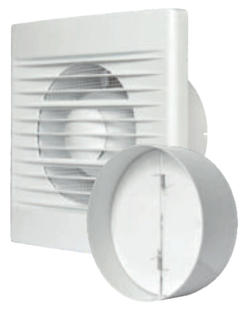 Through Wall Ventilation Kit close view of white wall grille and circular duct outlet