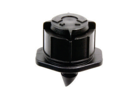 Mini bubbler 360° adjustable flow dripper, black top with directional markings