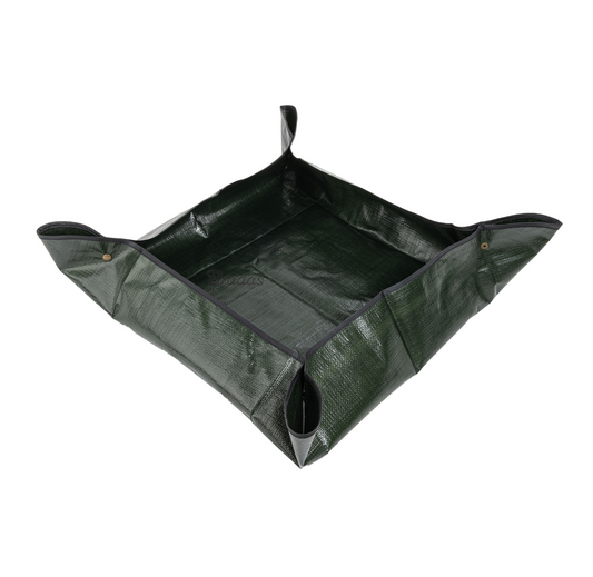 Green PE potting mat 100x100cm with handles and raised sides