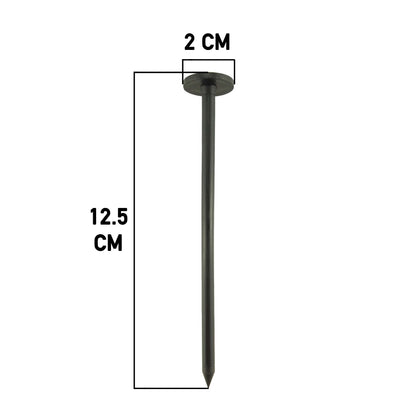 Small weed control fabric fixing peg, 12.5 cm, round flat head, dark plastic