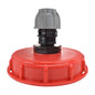 6-inch IBC cap kit, 25mm straight MDPE outlet; gray cap, red base