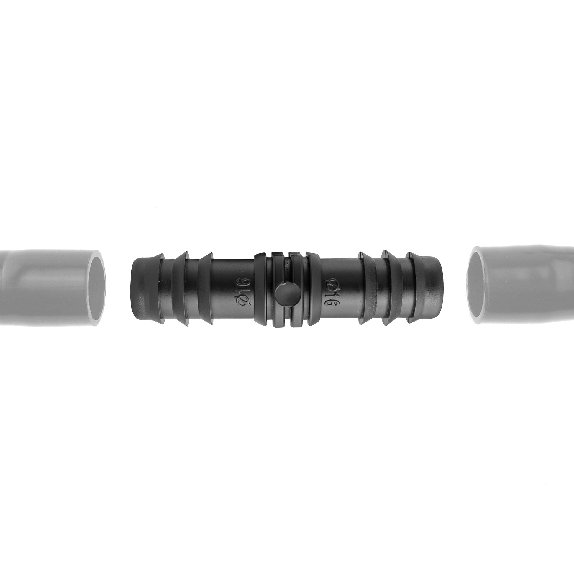 Schwarzes 1/2" Barb-T-Stück mit drei Anschlüssen, zentrale Verbindungsstelle