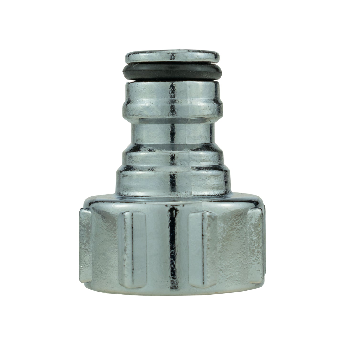 Hex coupling adapter with rubber washer seal on metal connector