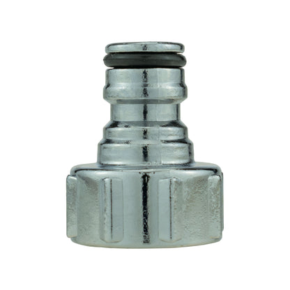 Hex coupling adapter with rubber washer seal on metal connector