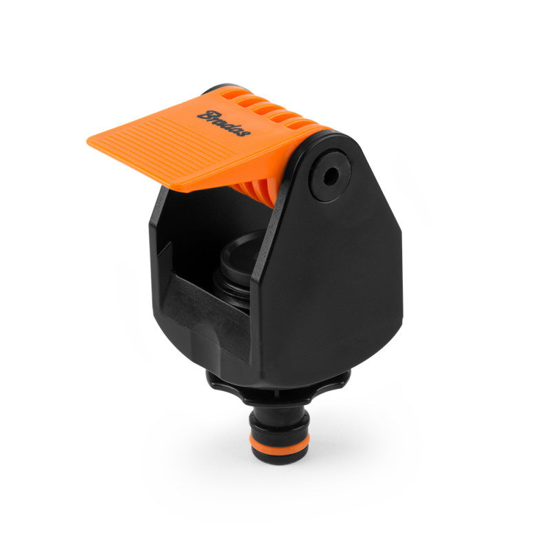 Black and orange tap adapter connection, max 40mm, compact plastic fitting.
