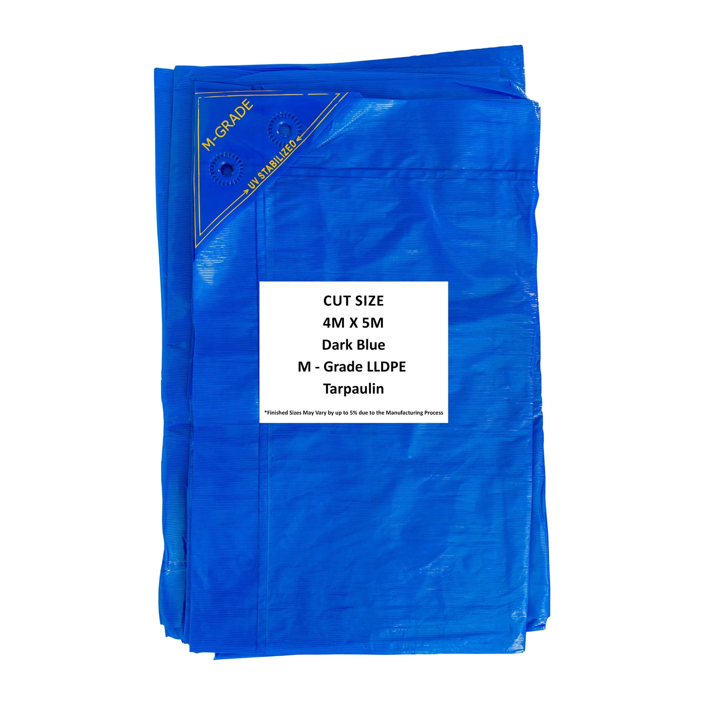M-Grade LLDPE blue tarpaulin, 4m x 5m, dark blue