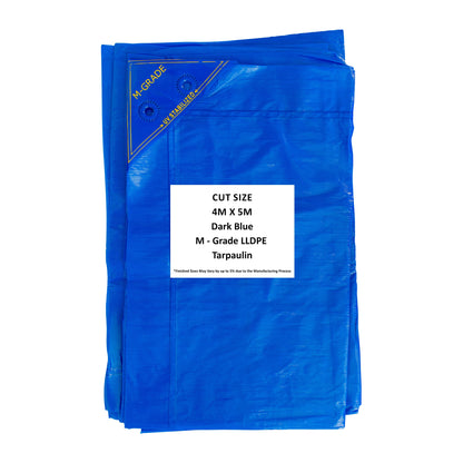 M-Grade LLDPE blue tarpaulin, 4m x 5m, dark blue