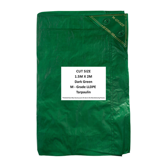 M-Grade LLDPE tarpaulin, dark green, 1.5m x 2m