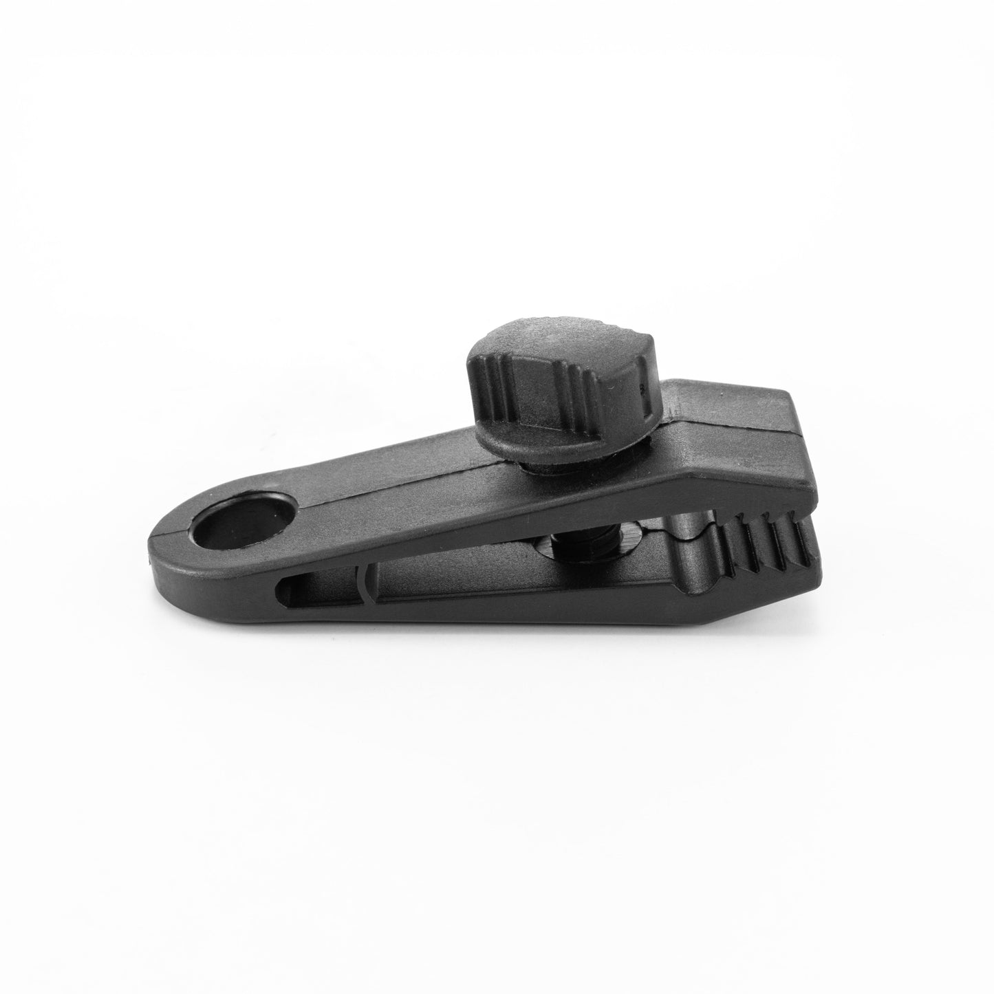 Screw-type tarp clip with metal eyelet for securing tarpaulin