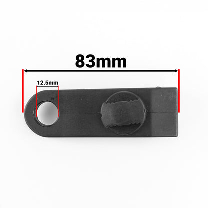 Black screw-type tarp clip, 83mm length with circular hole