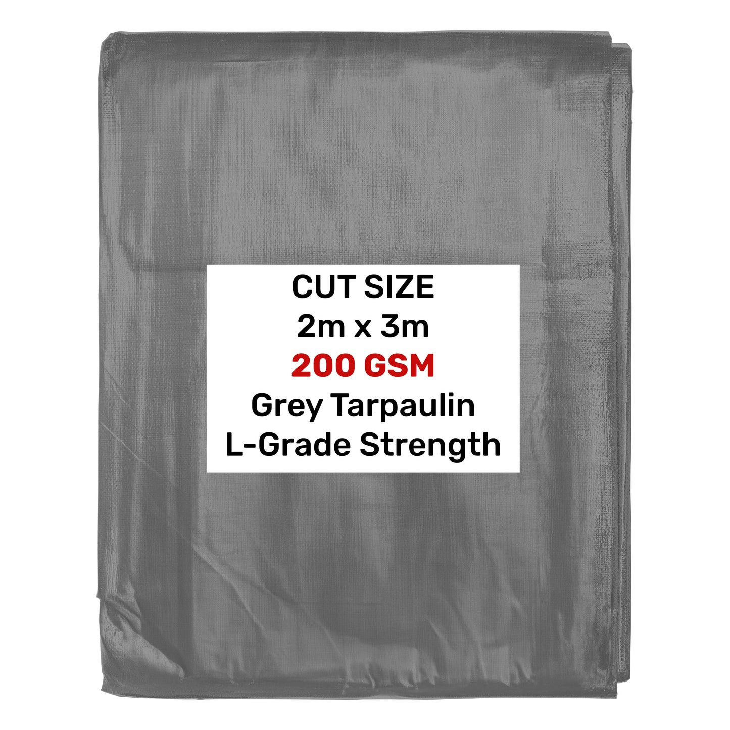 Grey L-Grade tarpaulin 2m x 3m, 200gsm