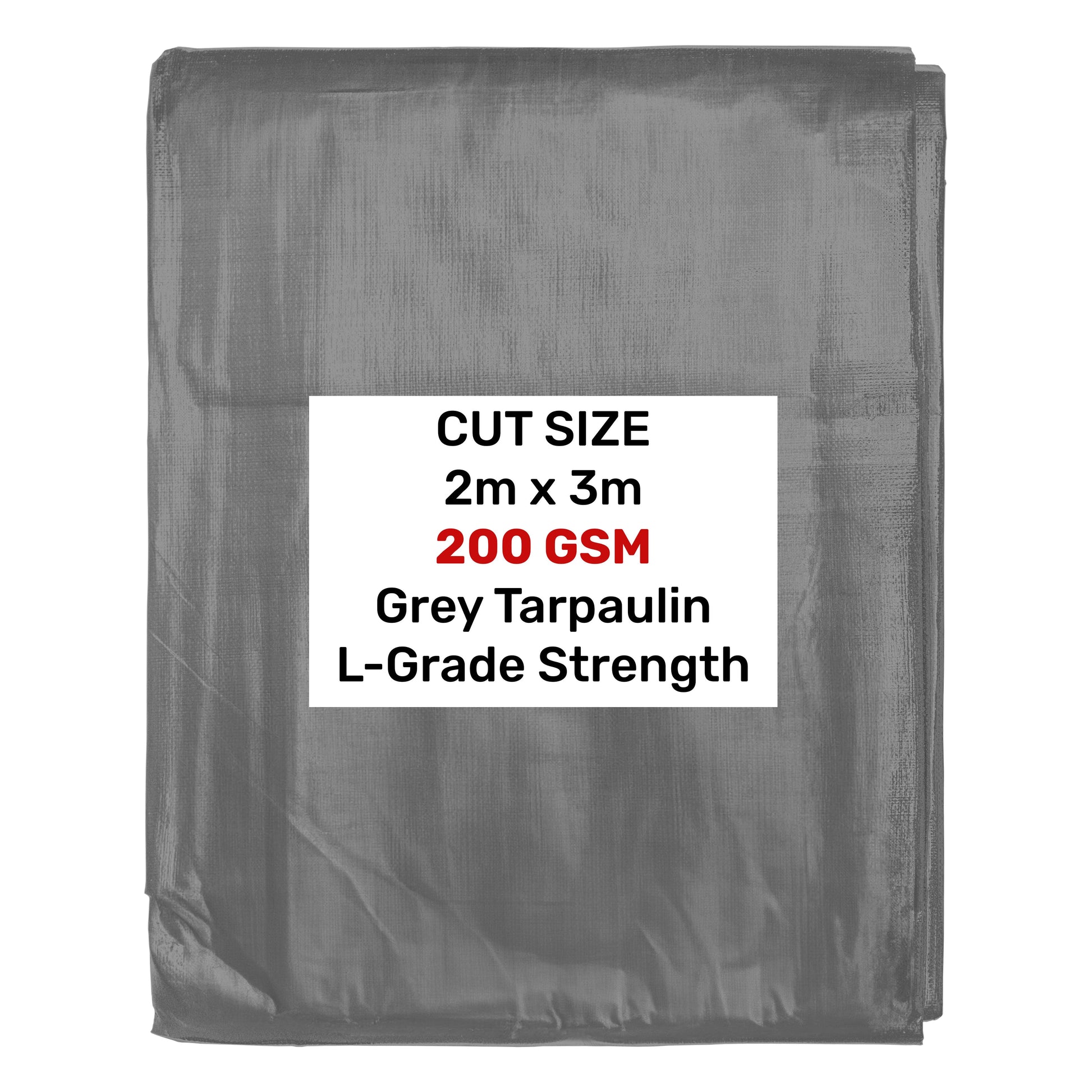 Grey L-Grade tarpaulin 2m x 3m, 200gsm