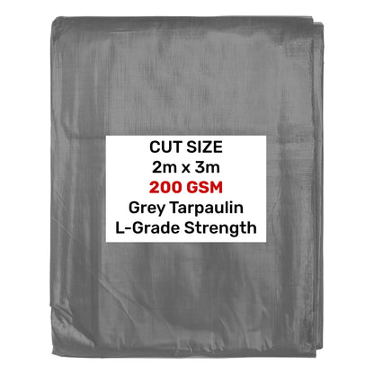 Grey L-Grade tarpaulin 2m x 3m, 200gsm