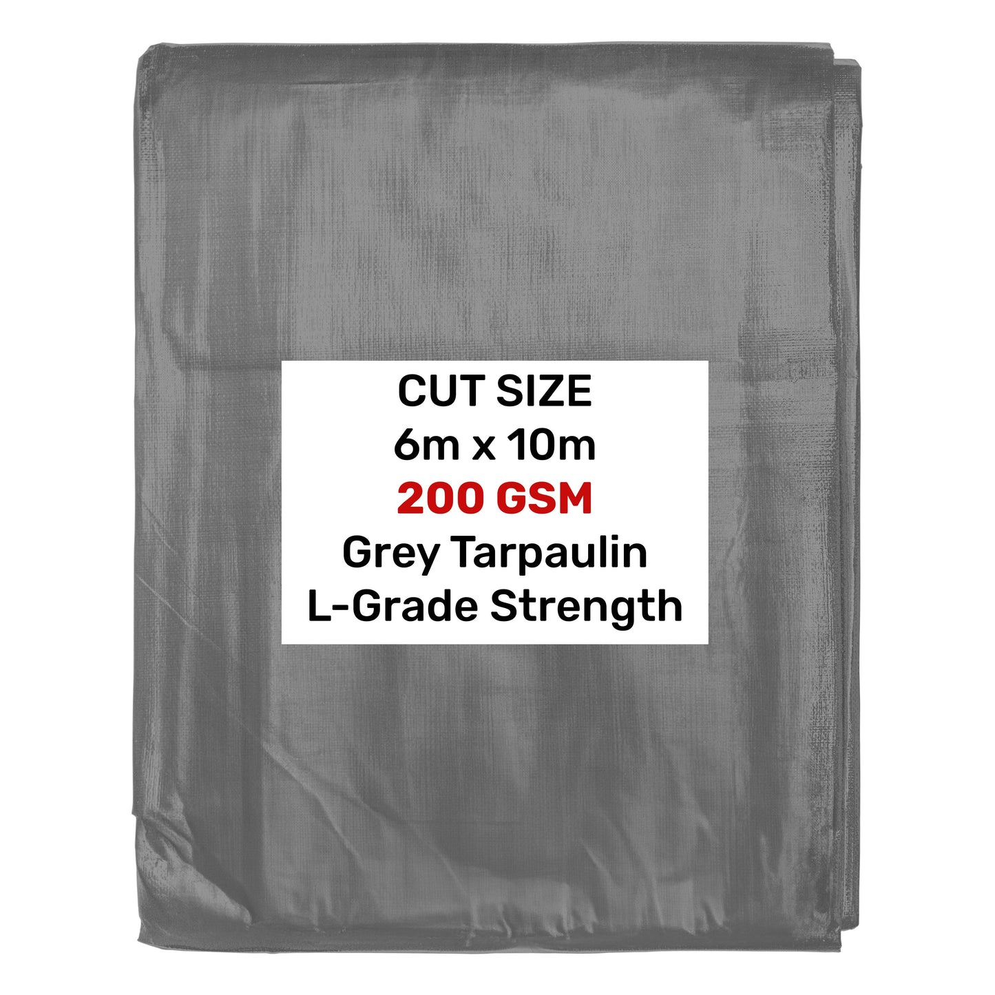 Graue L-Grade Plane, 6 m x 10 m, 200 GSM, gefaltet