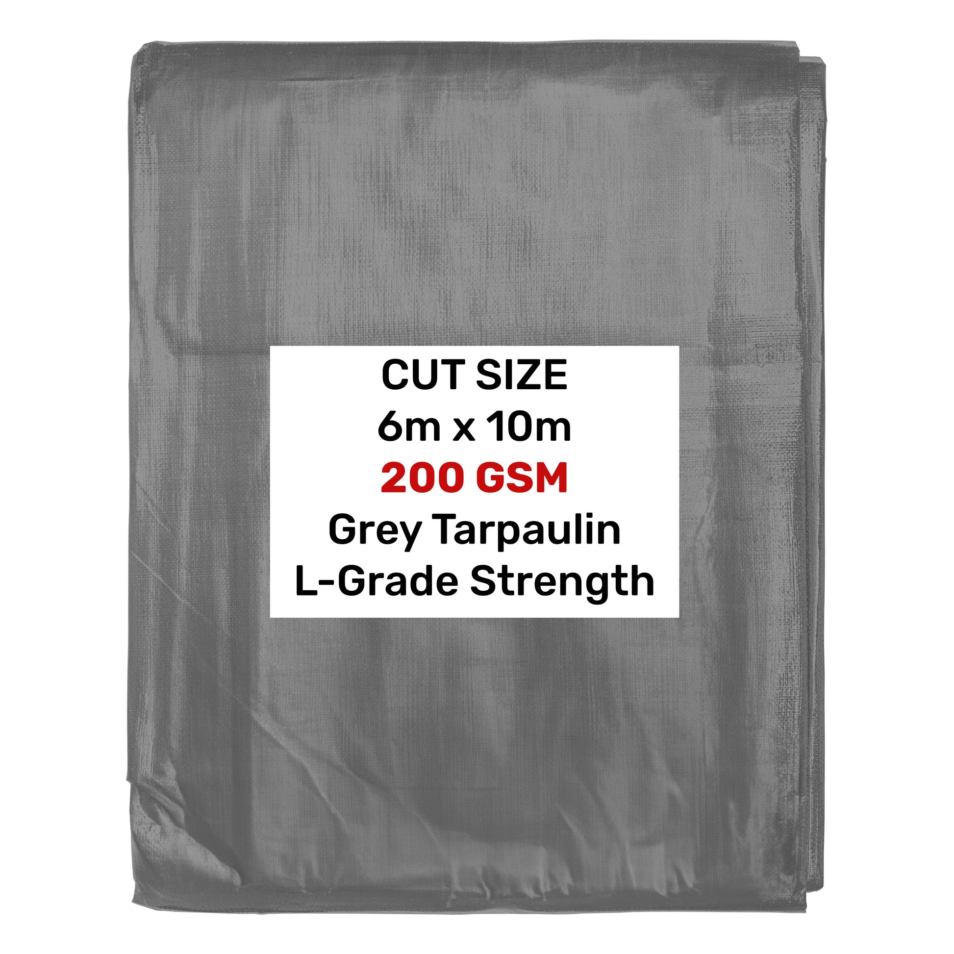 Graue L-Grade Plane, 6 m x 10 m, 200 GSM, gefaltet