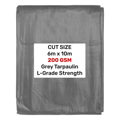 Graue L-Grade Plane, 6 m x 10 m, 200 GSM, gefaltet