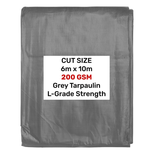 Graue L-Grade Plane, 6 m x 10 m, 200 GSM, gefaltet