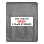 Grey L-grade tarpaulin 2m x 4m, 200GSM strength label on folded cover