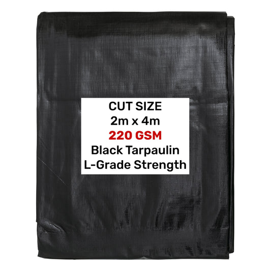 Black tarpaulin 2m x 4m, L-Grade strength, 220 GSM