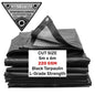 Black tarpaulin bundle, 5m x 6m, reinforced corners with silver grommets