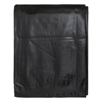 Black tarpaulin folded square, textured surface and creases