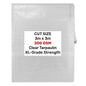 Clear XL-grade tarpaulin 3m x 3m, 300 gsm, folded with size label