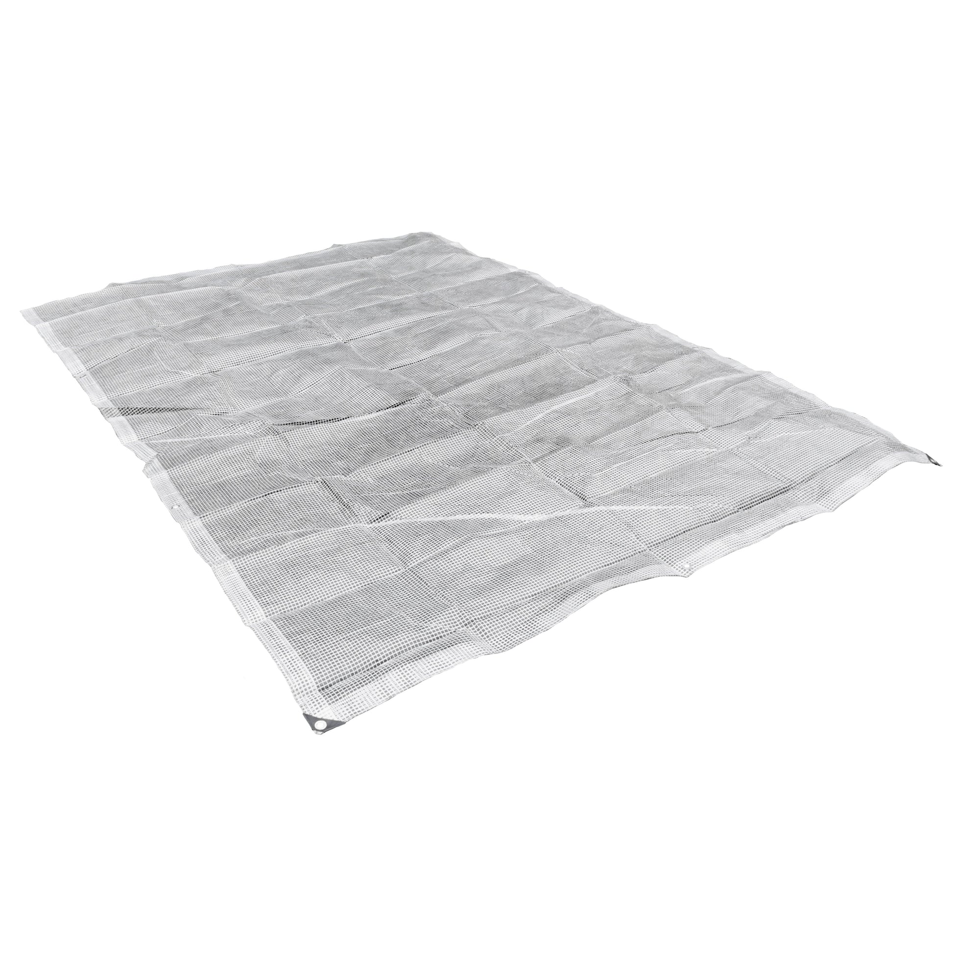 Clear XL tarpaulin laid out in a sheet with stitched hem and corner grommets