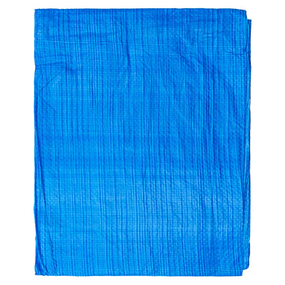 Blue tarpaulin sheet, S-grade strength, folded for storage, 1.5m x 6m