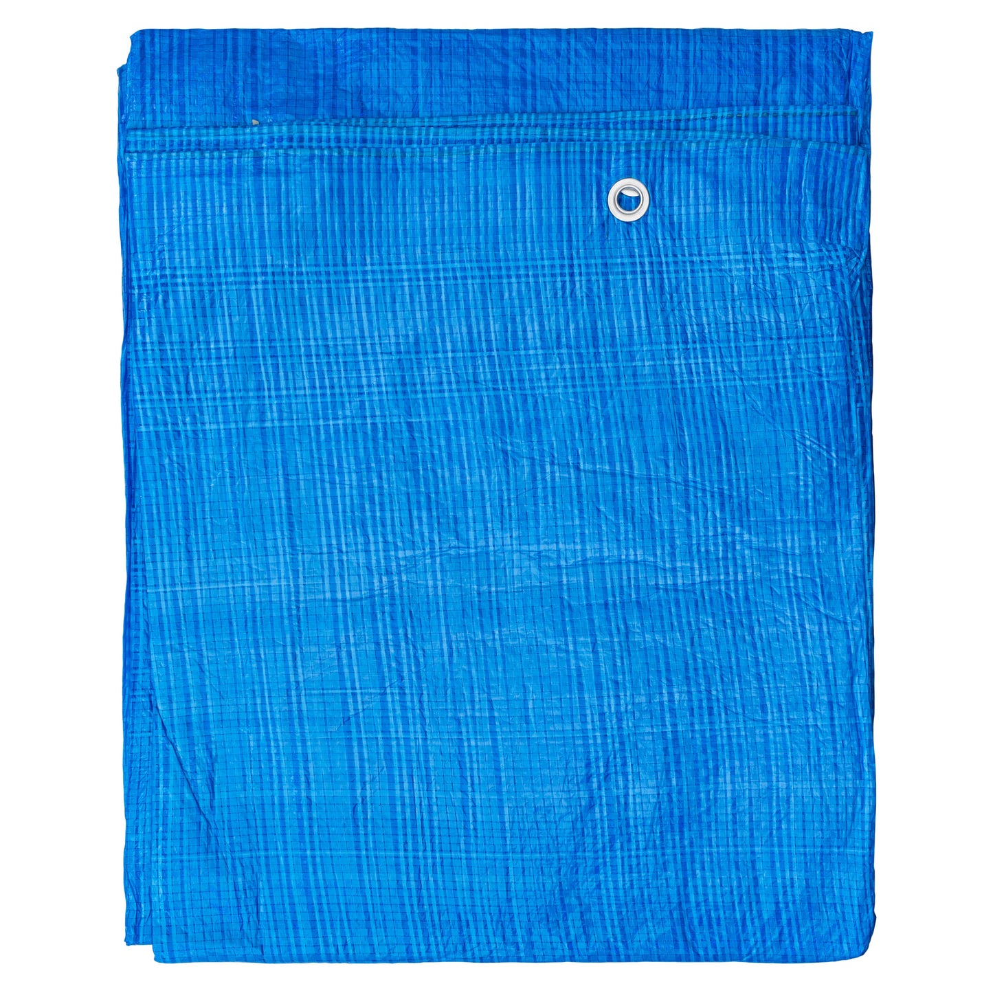 Blue tarpaulin sheet with top hem and grommet, 1.5m x 6m