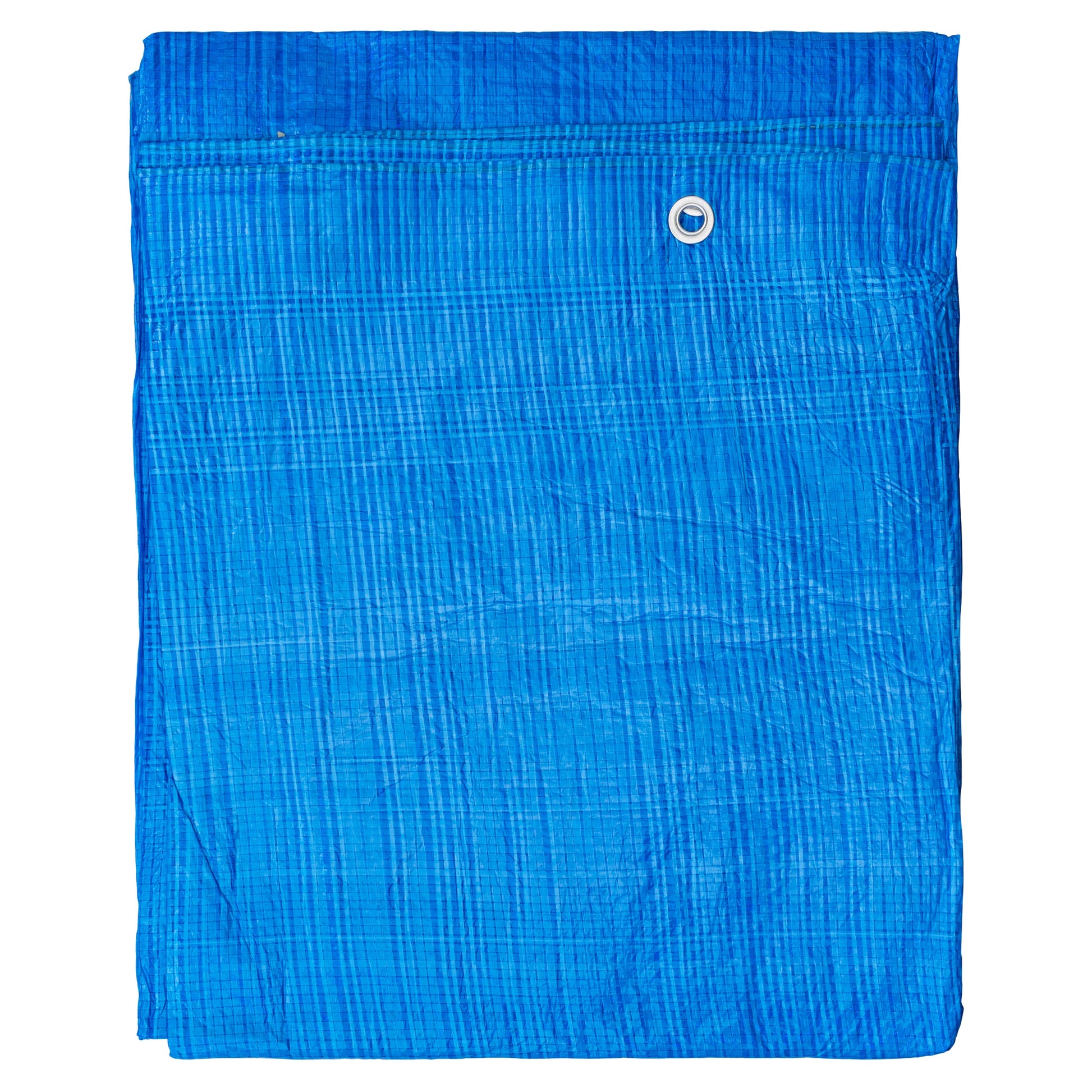 Blue tarpaulin sheet with top hem and grommet, 1.5m x 6m