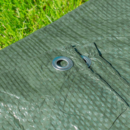 Green tarpaulin corner grommet with metal ring