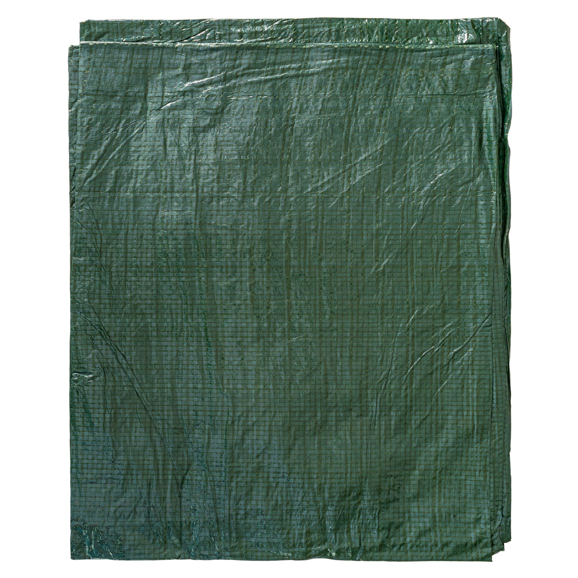 Green tarpaulin 5m x 5m, flat sheet with corner hems and textured surface