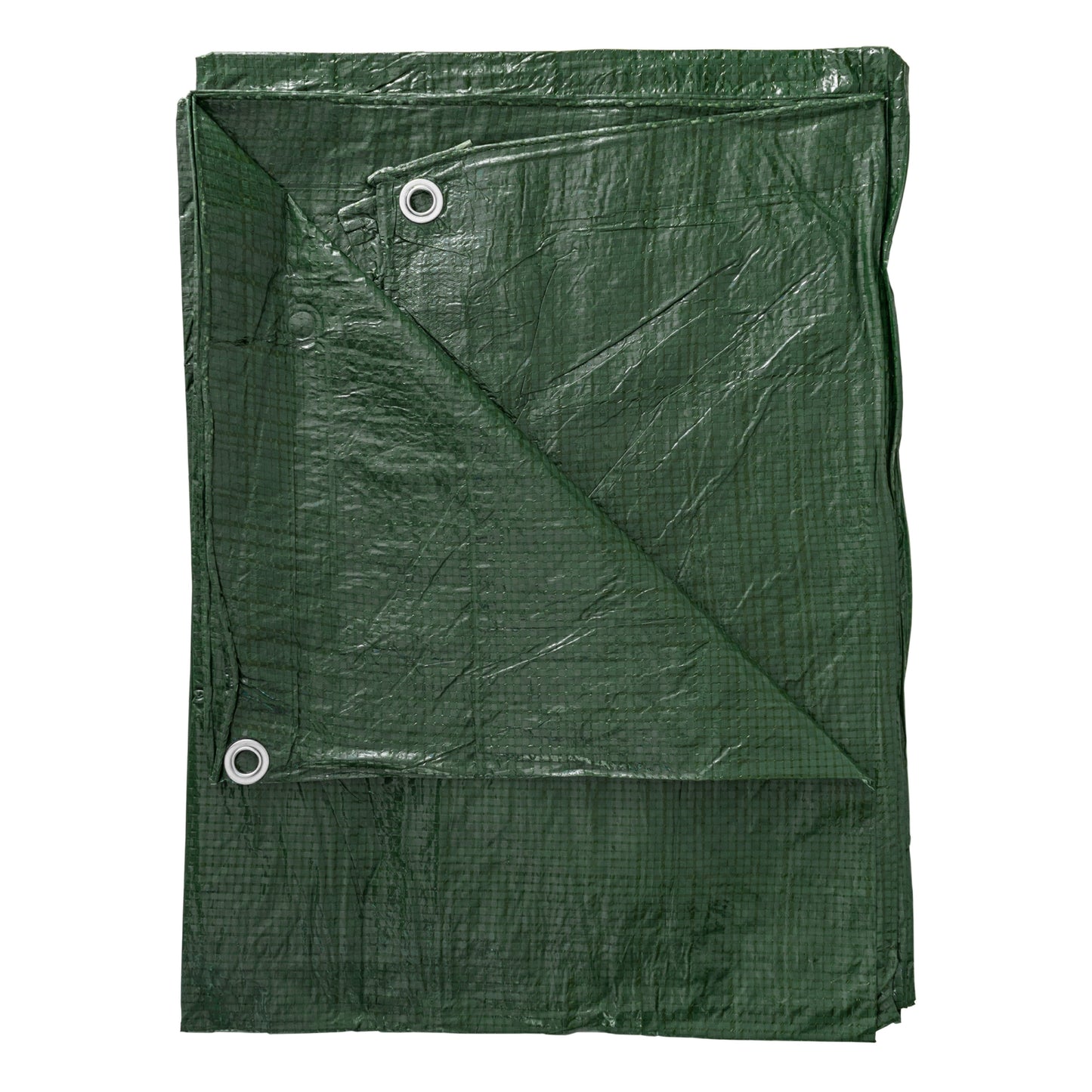 Green S-grade tarpaulin sheet with metal eyelets at corners