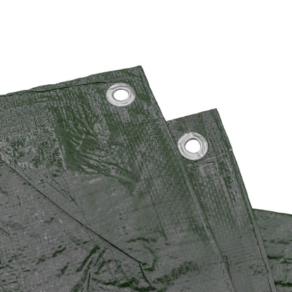 Green tarpaulin edge with grommet eyelets