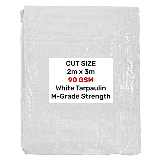 White tarpaulin 2m x 3m, 90 GSM, M-grade strength sheet