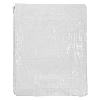 White tarpaulin 4m x 8m, 90 GSM M-grade strength (packaged view)