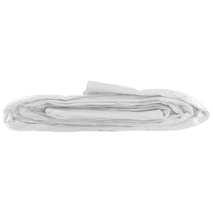 Rolled white tarpaulin bundle, compact roll