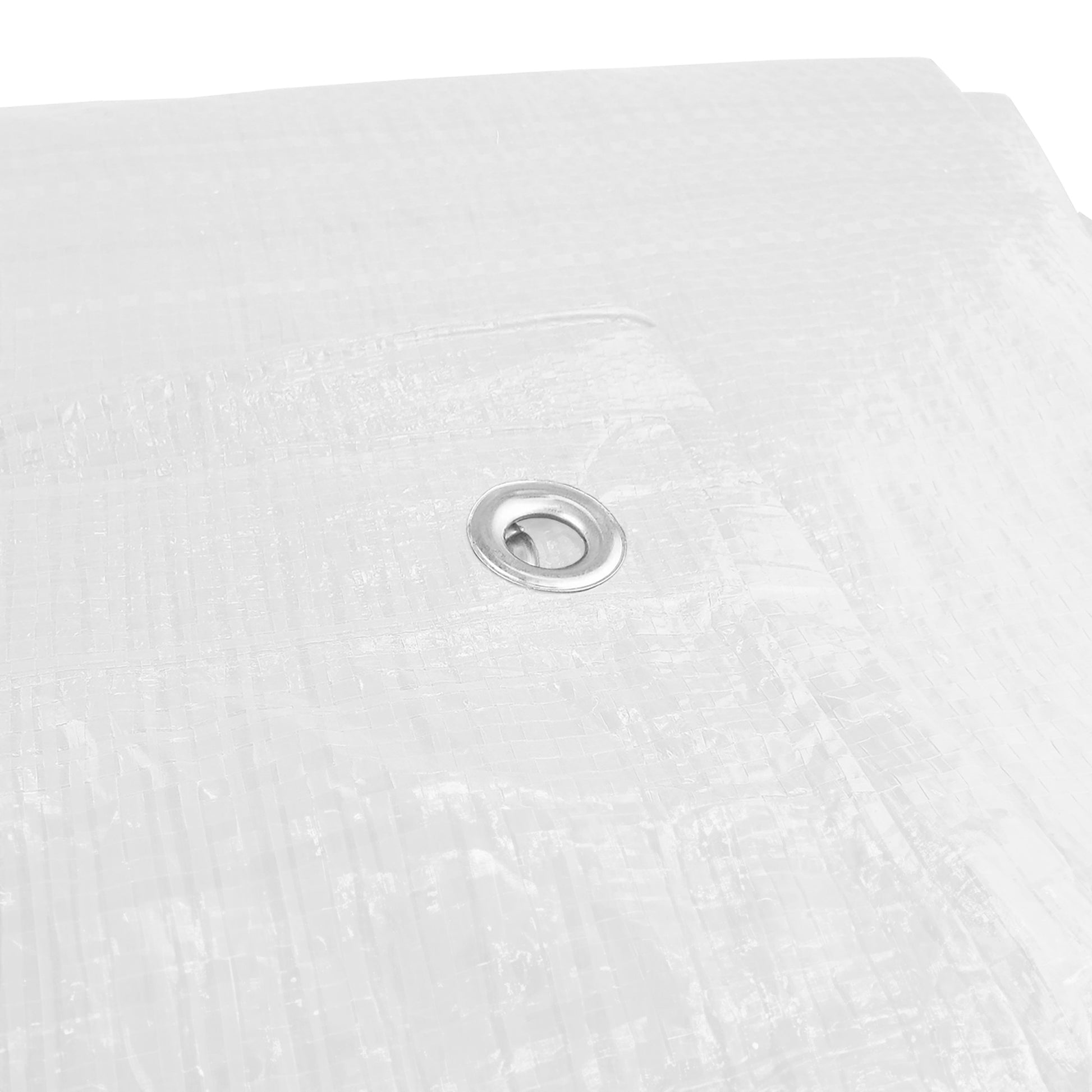 White tarpaulin with metal grommet eyelet