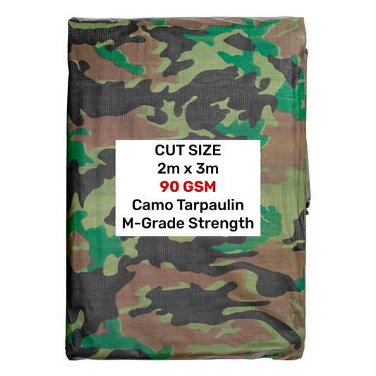 Camouflage tarpaulin M-Grade 2m x 3m, green/brown/black pattern, 90 GSM