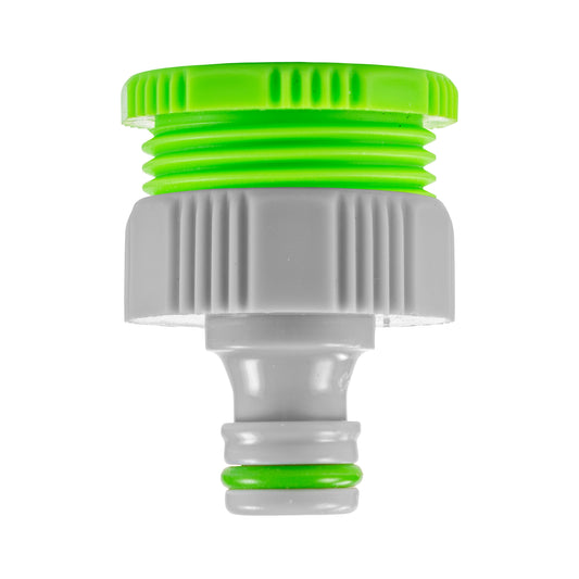 Female tap connector, green and gray, 3/4" or 1/2" BSP inlet