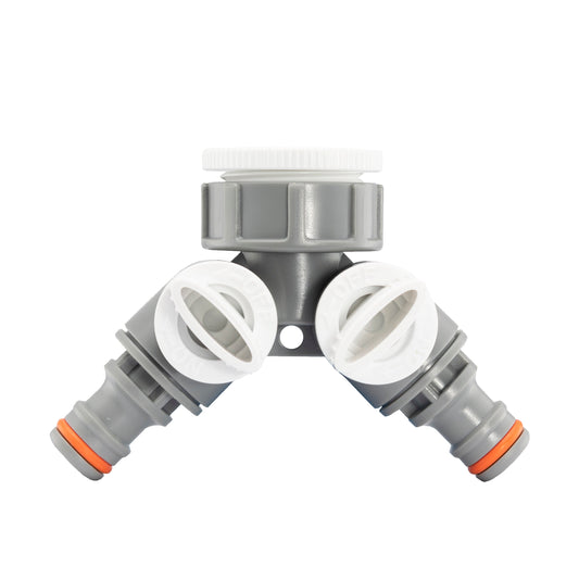 Double Tap Connector with Valves WL, grey with orange seals
