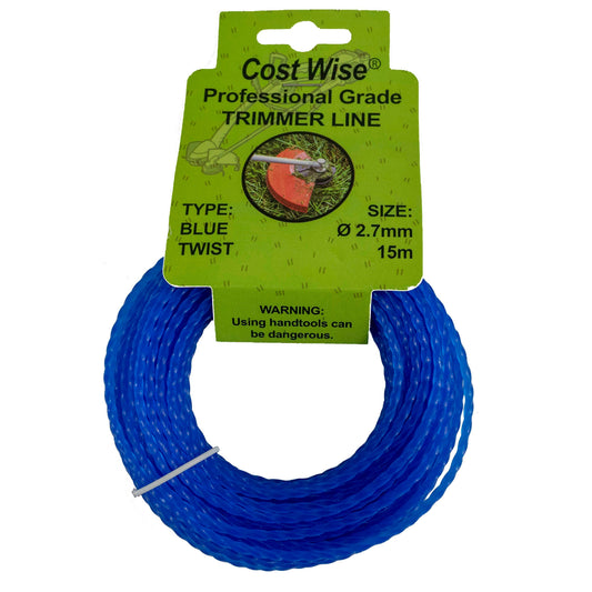 Blue twist strimmer line on reel, Ø2.7mm x 15m, blue cord bundle