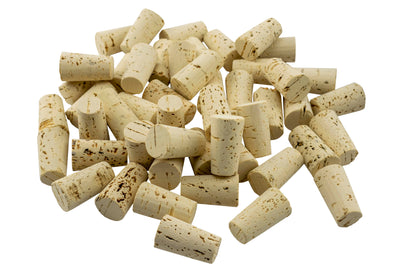 Assorted tapered cork pieces, off-white with dark speckling